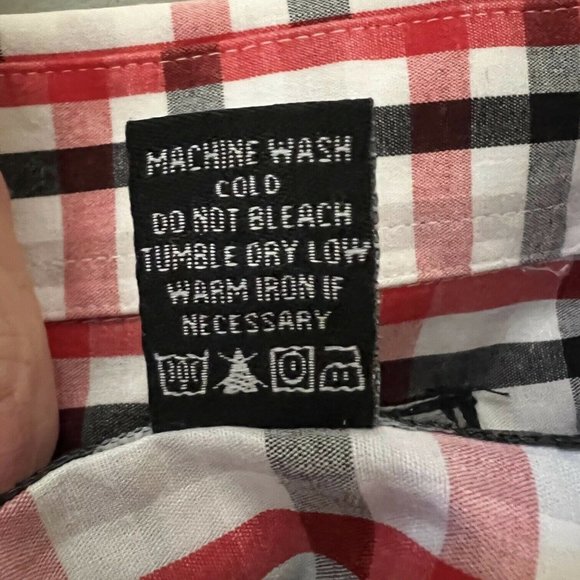 Avirex L Shirt Button Up Red Black Plaid Check Short Sleeve Classic Academia - Picture 5 of 7